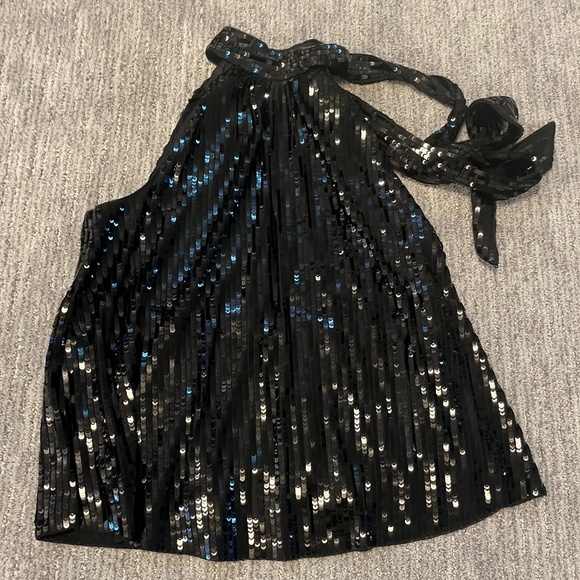 Black sequined halter top with tie - S - Picture 3 of 3